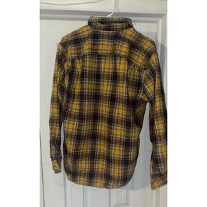 Sexy Yellow Plaid Lumberjack Button Up Mens Shirt Size Large George